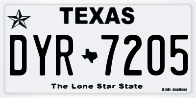 TX license plate DYR7205
