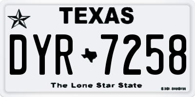 TX license plate DYR7258