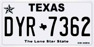 TX license plate DYR7362