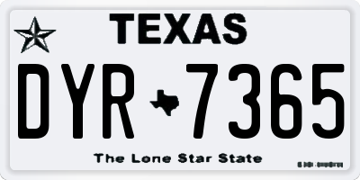 TX license plate DYR7365