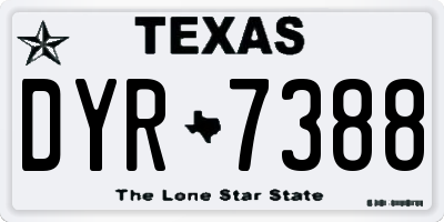 TX license plate DYR7388