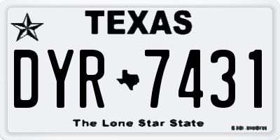 TX license plate DYR7431