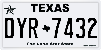 TX license plate DYR7432