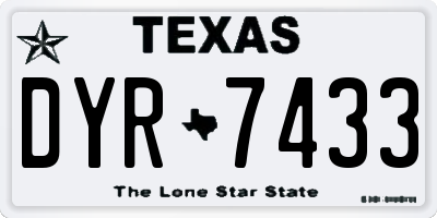 TX license plate DYR7433