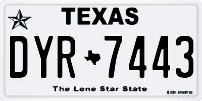 TX license plate DYR7443