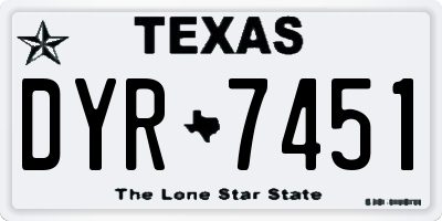 TX license plate DYR7451