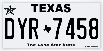 TX license plate DYR7458