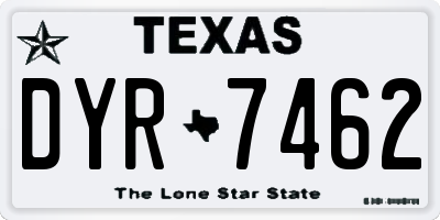 TX license plate DYR7462