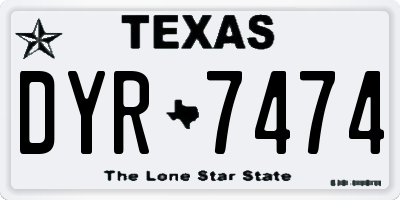 TX license plate DYR7474