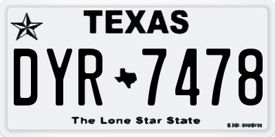 TX license plate DYR7478