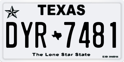 TX license plate DYR7481
