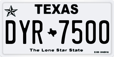 TX license plate DYR7500