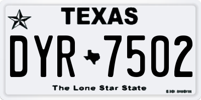 TX license plate DYR7502