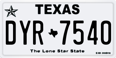 TX license plate DYR7540