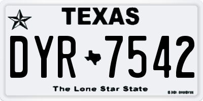 TX license plate DYR7542