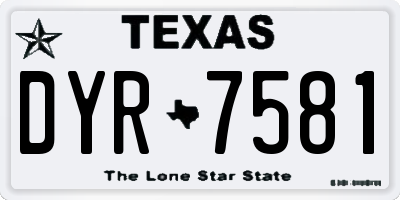 TX license plate DYR7581
