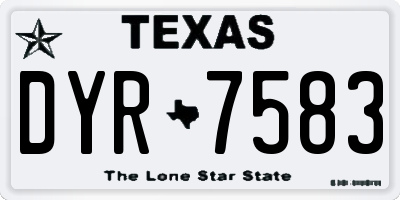 TX license plate DYR7583