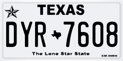 TX license plate DYR7608