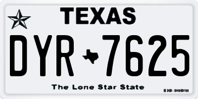 TX license plate DYR7625