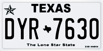 TX license plate DYR7630