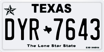 TX license plate DYR7643