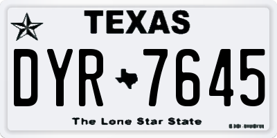 TX license plate DYR7645
