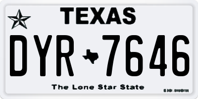 TX license plate DYR7646