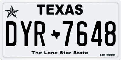 TX license plate DYR7648