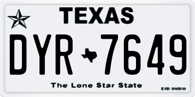 TX license plate DYR7649