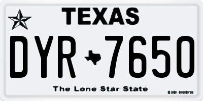 TX license plate DYR7650