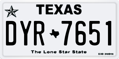 TX license plate DYR7651