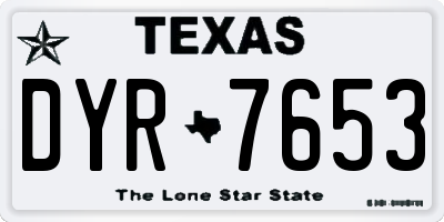 TX license plate DYR7653