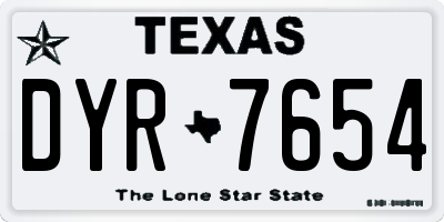 TX license plate DYR7654