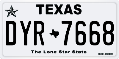 TX license plate DYR7668