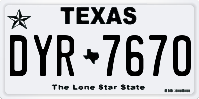 TX license plate DYR7670
