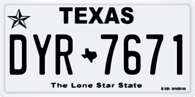 TX license plate DYR7671