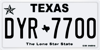 TX license plate DYR7700