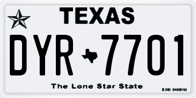 TX license plate DYR7701