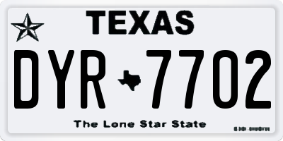 TX license plate DYR7702
