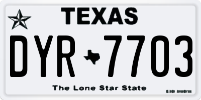 TX license plate DYR7703