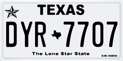 TX license plate DYR7707