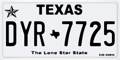 TX license plate DYR7725