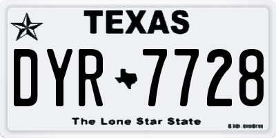 TX license plate DYR7728