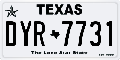 TX license plate DYR7731