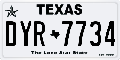 TX license plate DYR7734