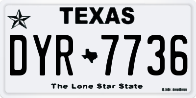 TX license plate DYR7736