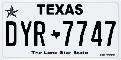TX license plate DYR7747