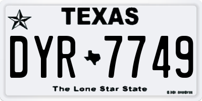 TX license plate DYR7749
