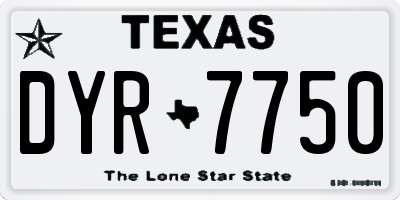 TX license plate DYR7750