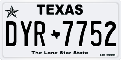 TX license plate DYR7752